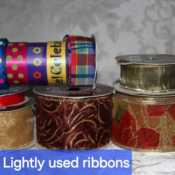 Lot of Vintage Christmas & Everyday Ribbons | Gold Ribbon | Glitter Ribbon - Picture 6 of 6
